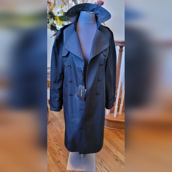 NWT DOLCE & GABBANA BLACK BELTED DOUBLE BREASTED TRENCH COAT 46 10 - Picture 5 of 12